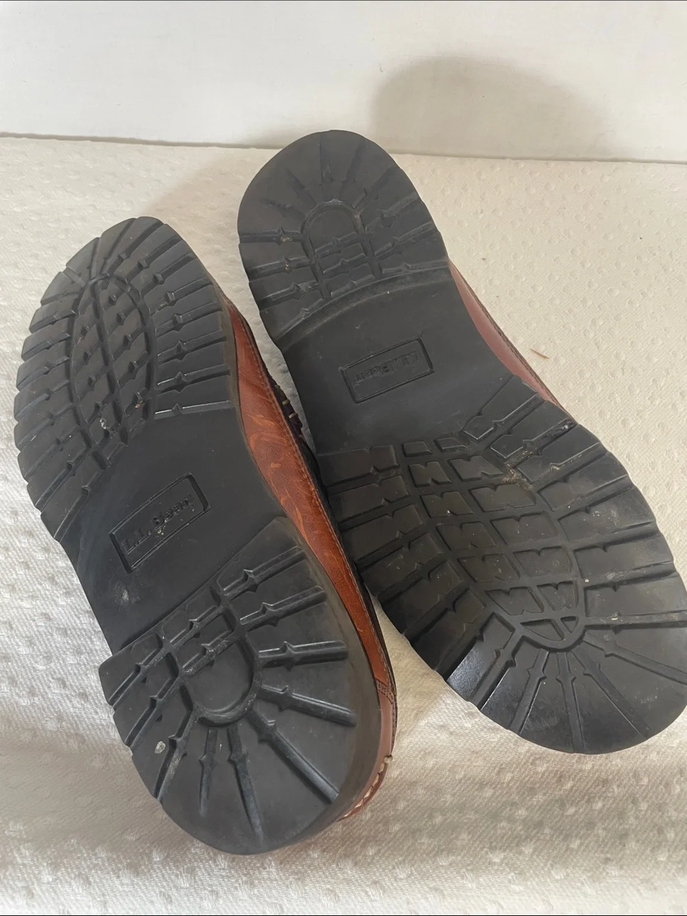 L.L. Bean Two-Tone Brown & Cognac pebbled Leather Penny Loafers - M10.5